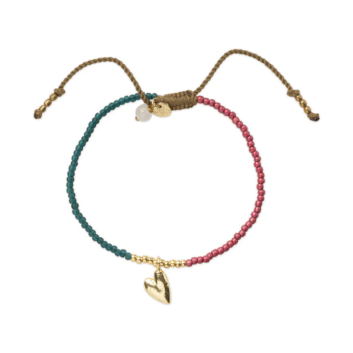 Hoping Rose Quartz Bracelet von A Beautiful Story - handgefertigtes Armband mit Rosenquarz und Herzanhänger
