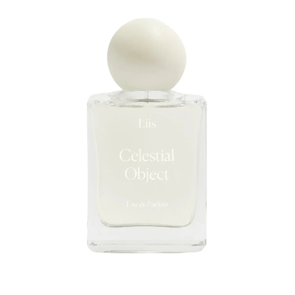 Liis Celestial Object Eau de Parfum Flakon frontal auf weißem Hintergrund