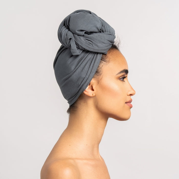 Curly'N'Covered Bamboo Hair Towel | Gray Model 3