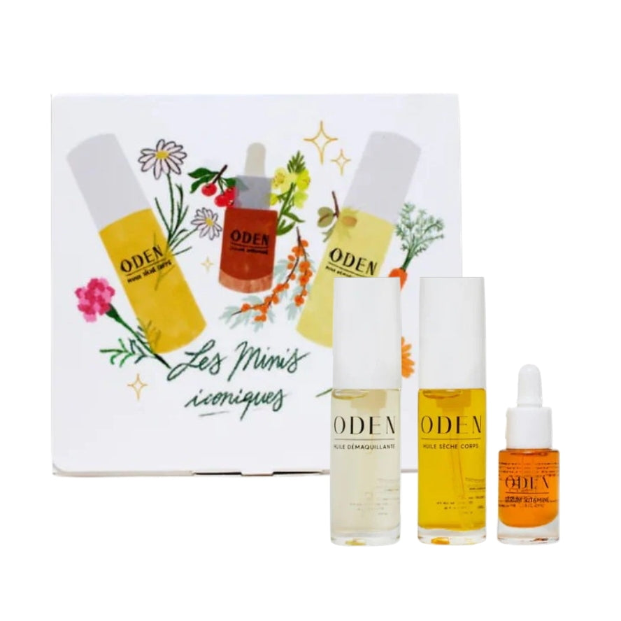 Oden Iconic Minis Set mit French Cleansing Oil, Body Oil und Vitamin Oil in Reisegröße