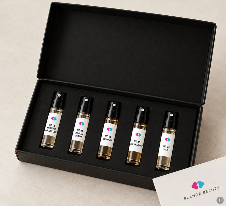 Parfum Discovery Set: Warme Düfte von Frau Tonis Parfum - offene Schachtel