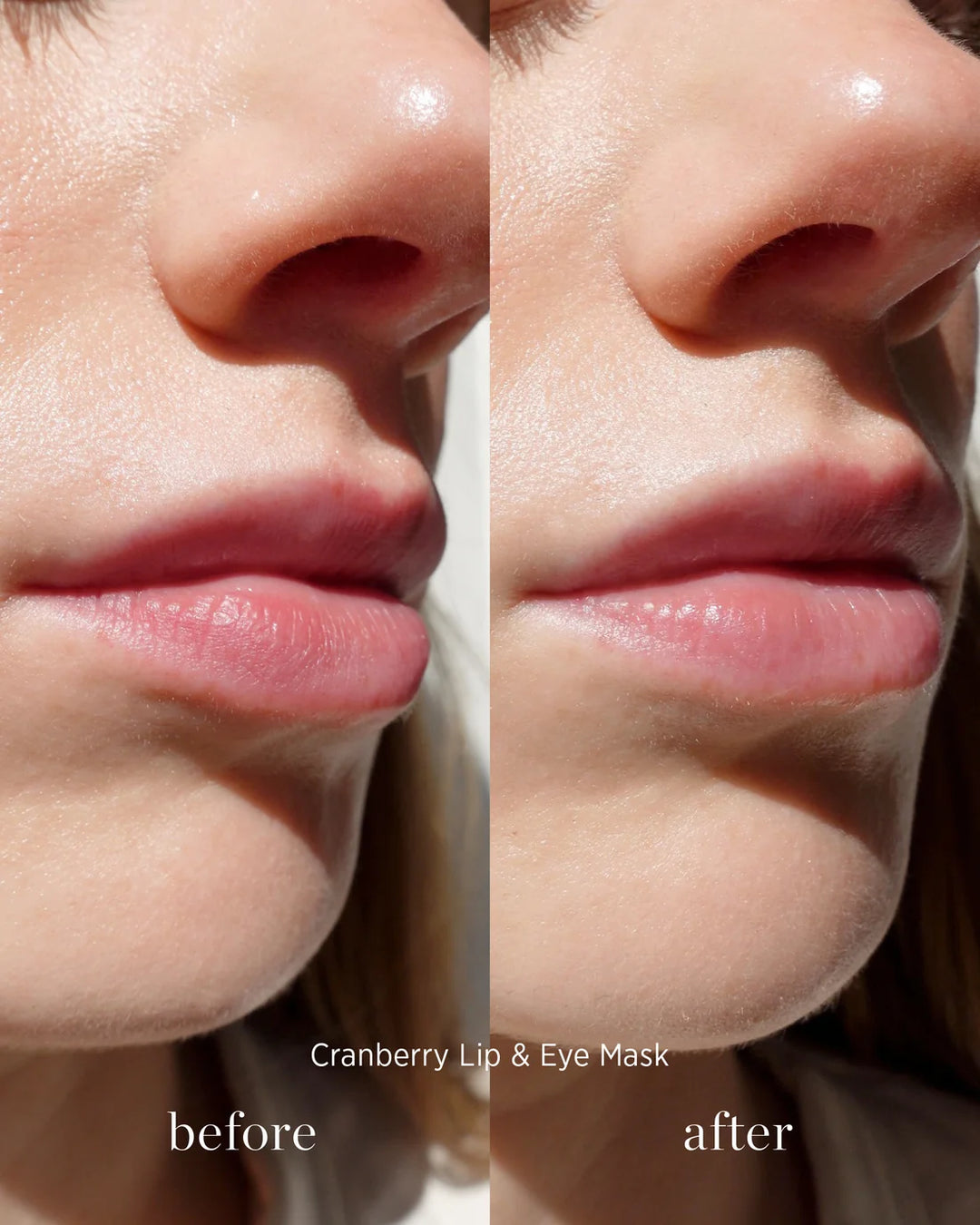 Ere Perez Cranberry Lip & Eye Mask Before and After