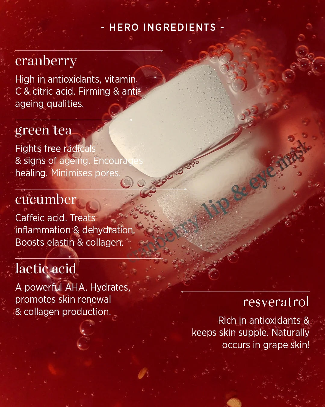 Ere Perez Cranberry Lip & Eye Mask - Helden-Inhaltsstoffe