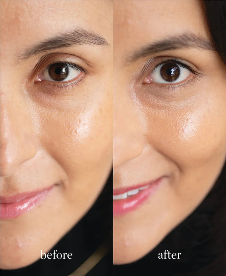 Ere Perez Lychee Crème Corrector Cuatro im Vergleich Vorher Nachher