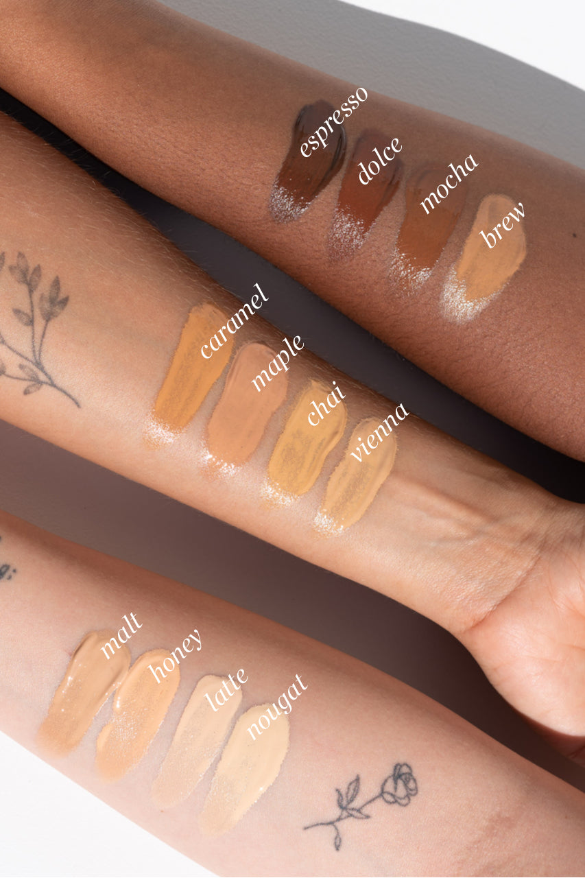 Oat Milk Foundation All shades Swatches