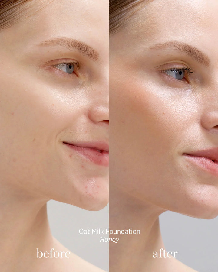 Oat Milk Foundation Honey Voher Nachher Vergleich