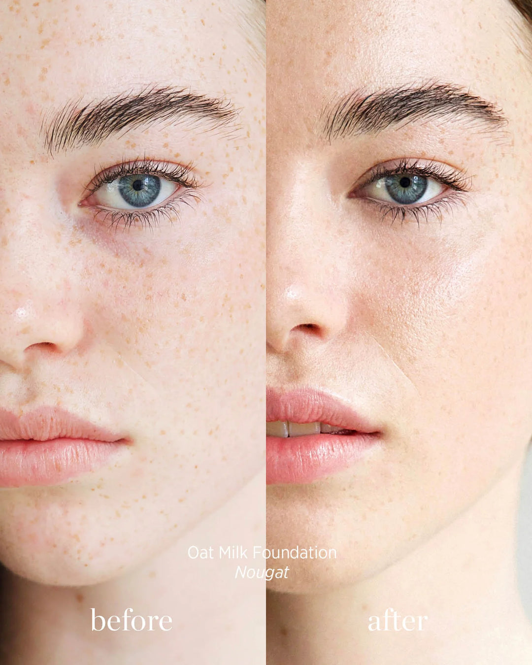 Oat Milk Foundation Nougat Vorher Nachher bild