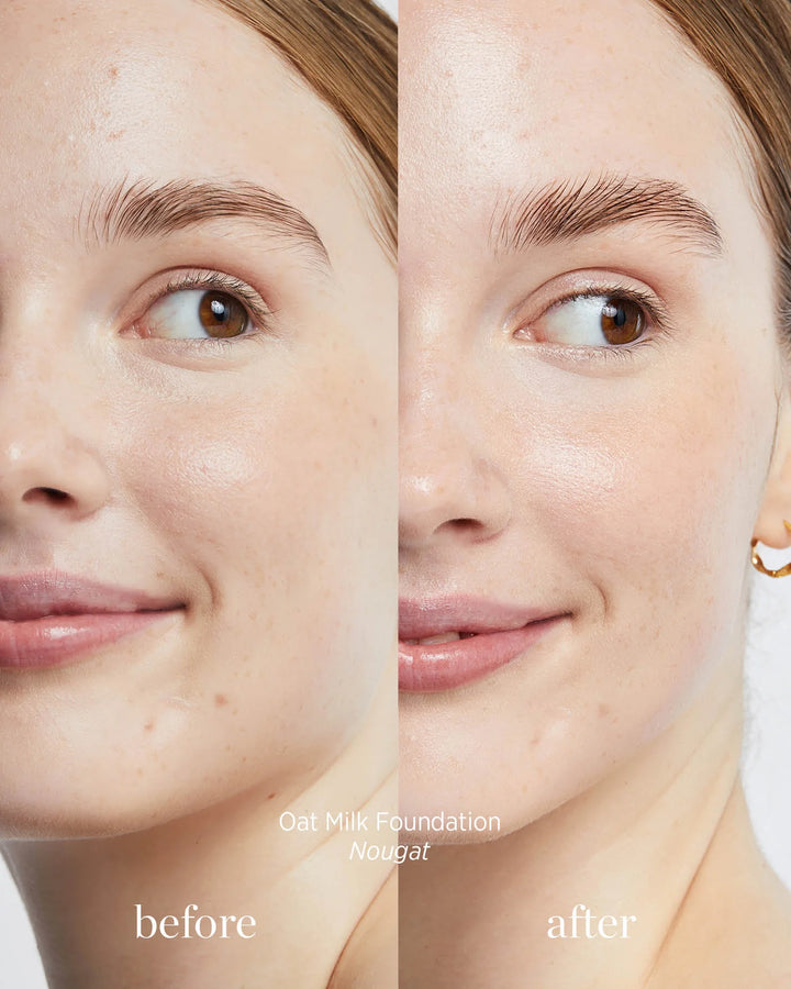 Oat Milk Foundation Nougat Before and After