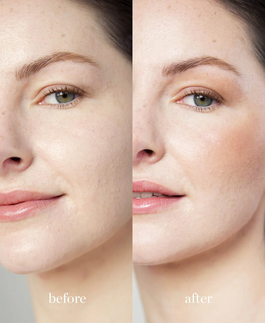 Rice Powder Blush & Bronzer Roma - vorher nachher Vergleich