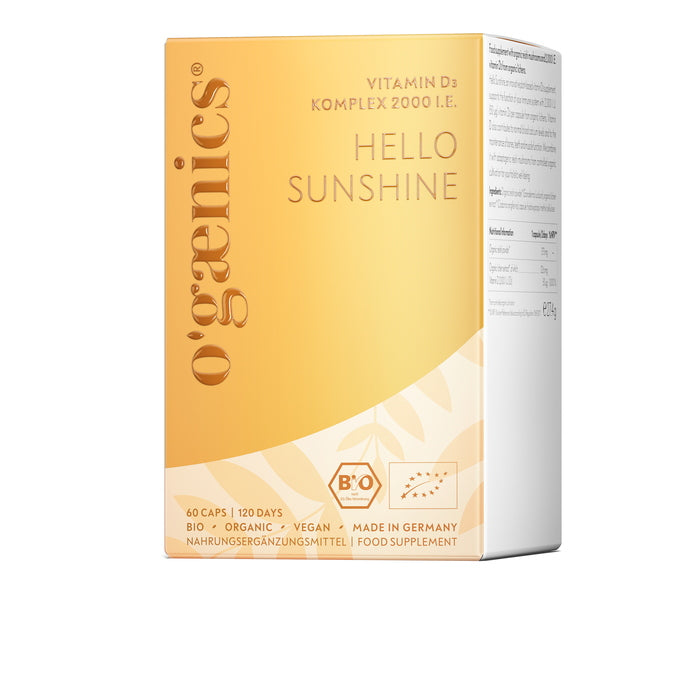 Hello Sunshine Organic Vitamin D3 Complex 2.000 IU packaging
