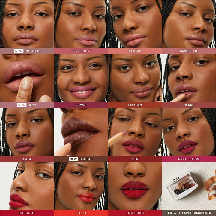 Ilia Lip Sketch - all colors on lips of dark skin girl