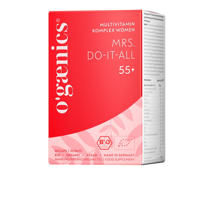 MRS. DO-IT-ALL 55+ Organic Multivitamin Complex Women Packaging