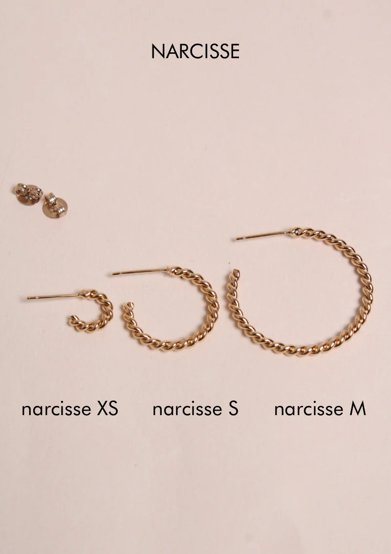 Waekura Earrings Narcisse XS, S und M - im Vergleich