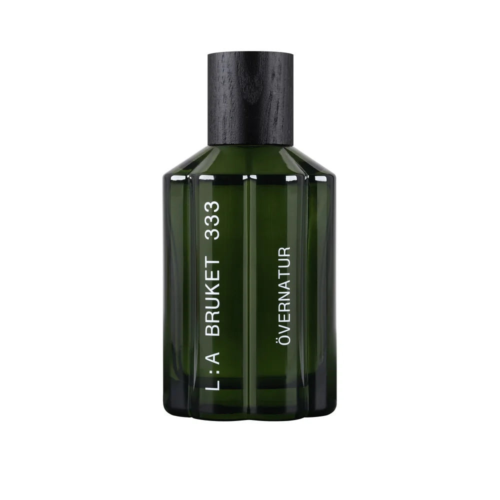 L:A Bruket 333 Övernatur Eau de Parfum – dunkelgrüner Glasflakon mit schwarzem Verschluss