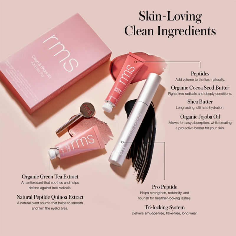 RMS Beauty Clean & Bright Kit Swatch and Benefits