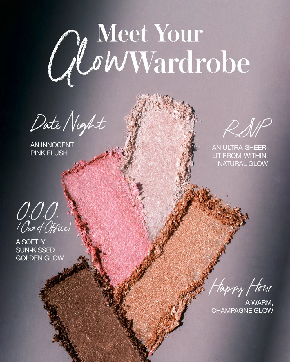 Vier lichtreflektierende Nuancen der RMS Beauty ReDimension Daily Glow Palette