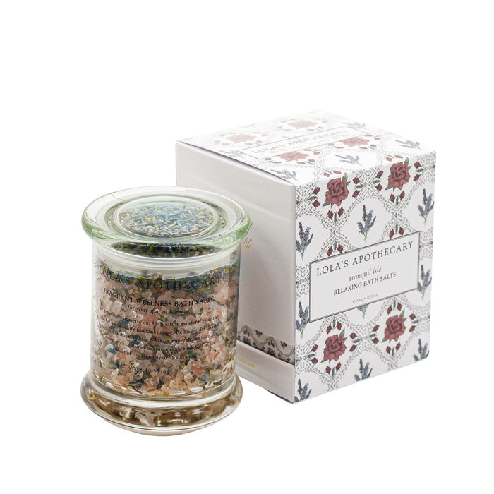 Tranquil Isle Relaxing Bath Salts and packaging