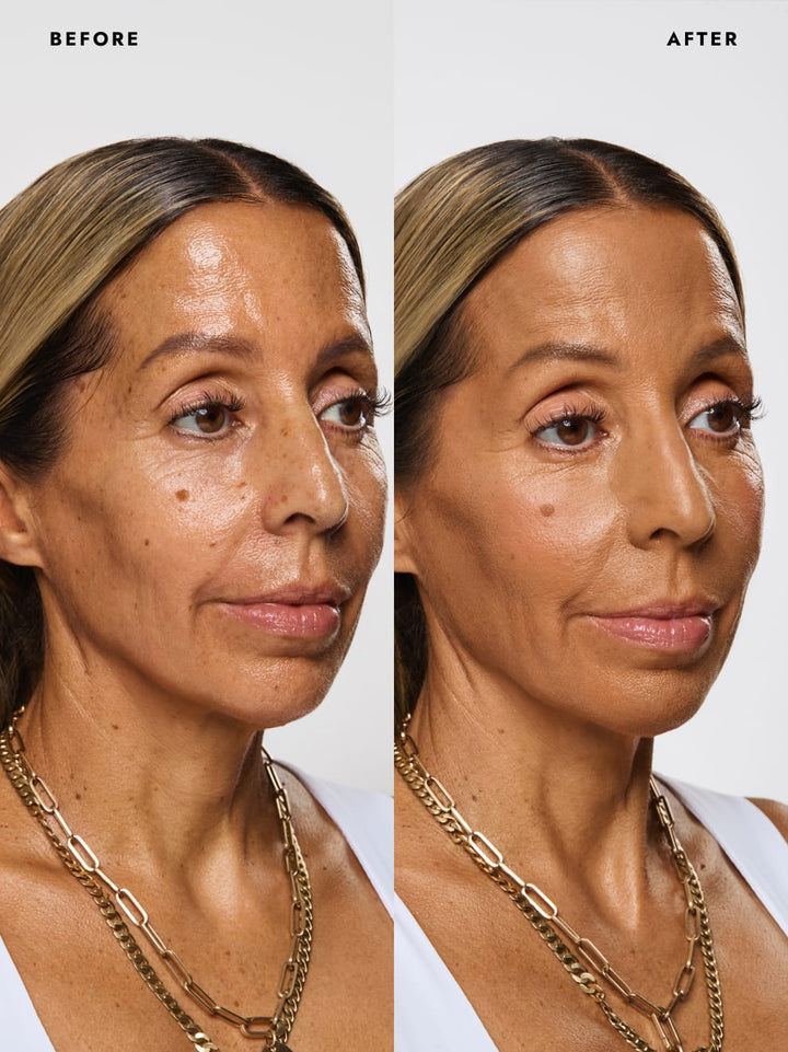 Eben Liquid Serum Foundation 30 ml 5.0 Balanced Medium - Vorher Nachher Vergleich