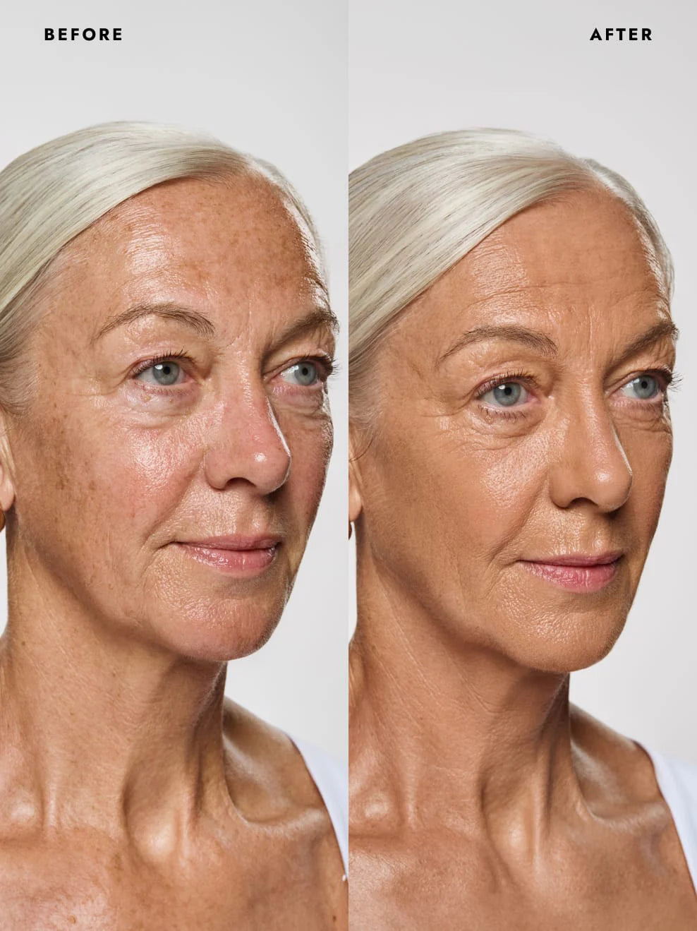 Eben Liquid Serum Foundation 30 ml 3.5 Extra Light Medium - Voher Nachher Vergleich