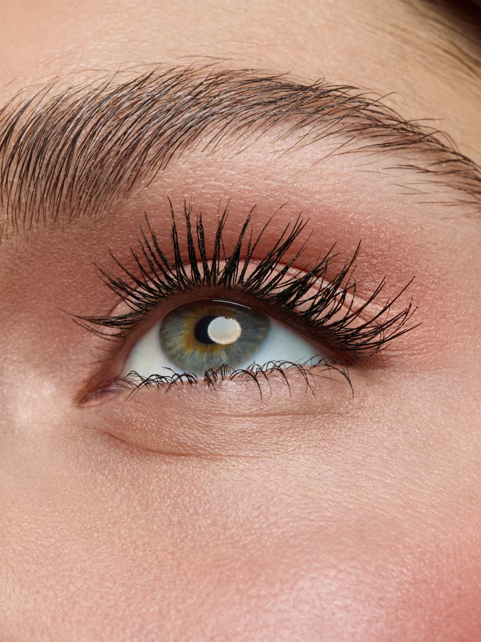 Nahaufnahme eines Auges mit definierten, schwarz getuschten Wimpern - Darkest Black