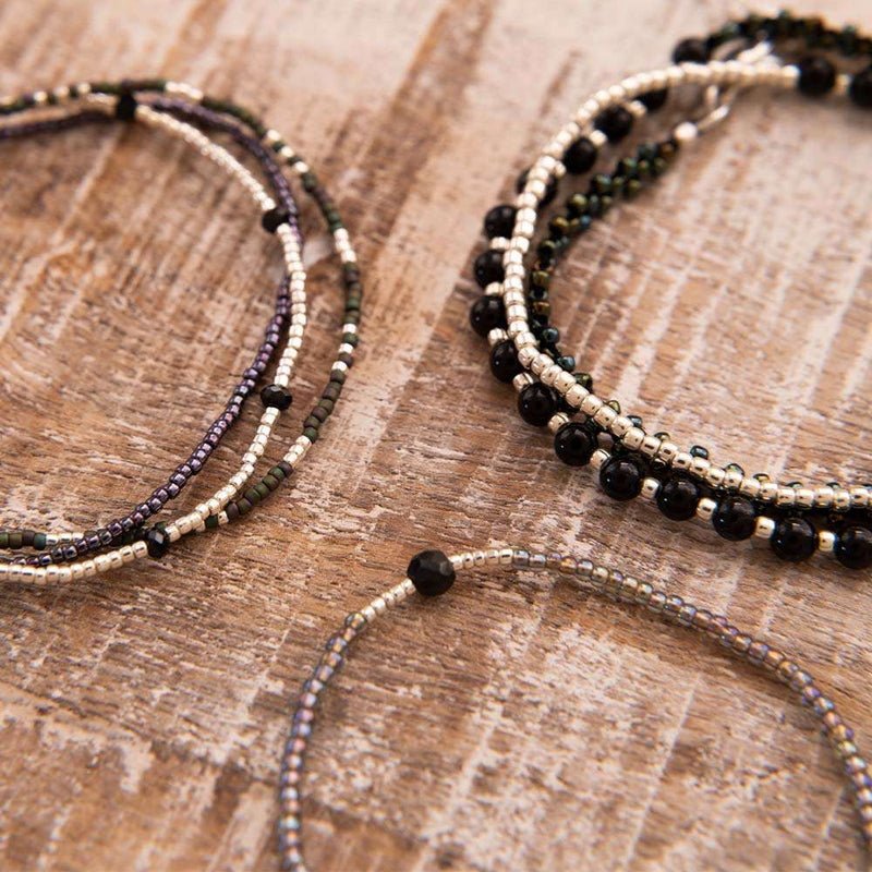 Beloved Pulsera Color Plata Onyx Negro Mood