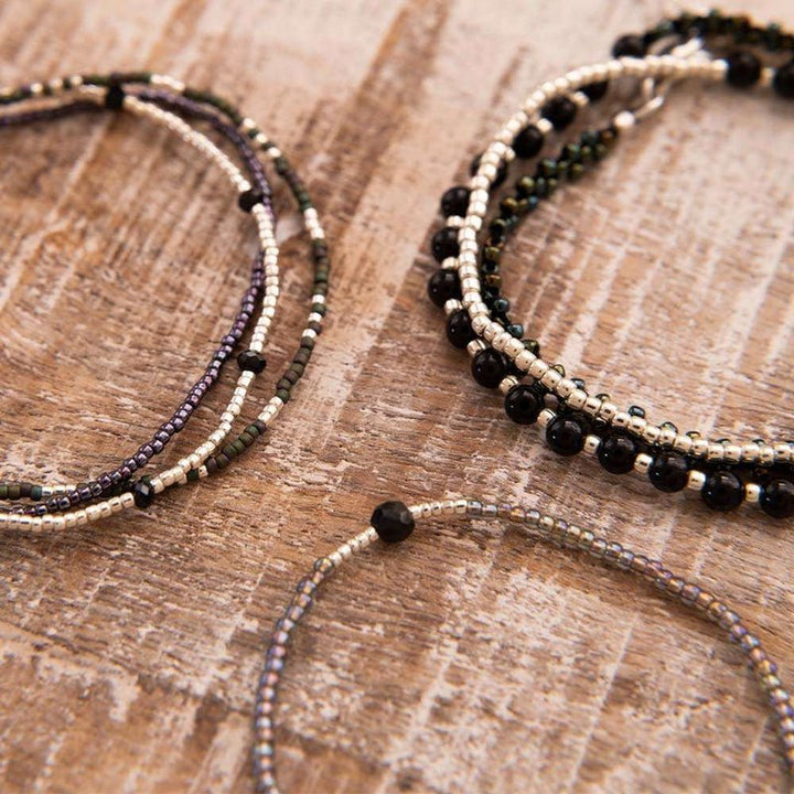 Beloved Pulsera Color Plata Onyx Negro Mood