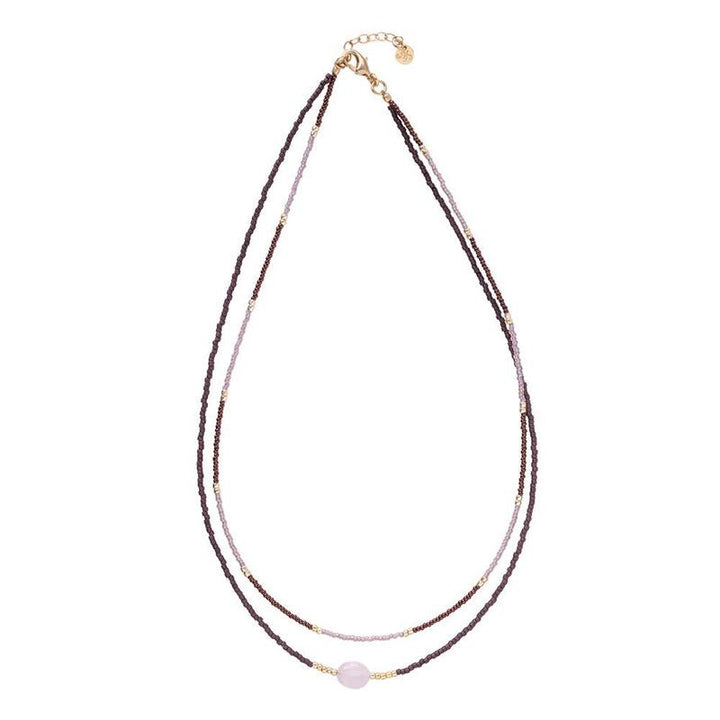 Collar Devotion Cuarzo Rosa Dorado
