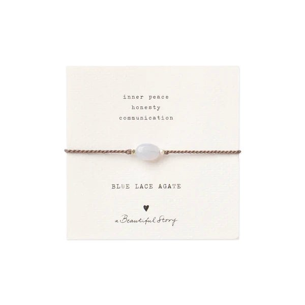 Tarjeta de piedras preciosas Ágata de encaje azul Pulsera plateada