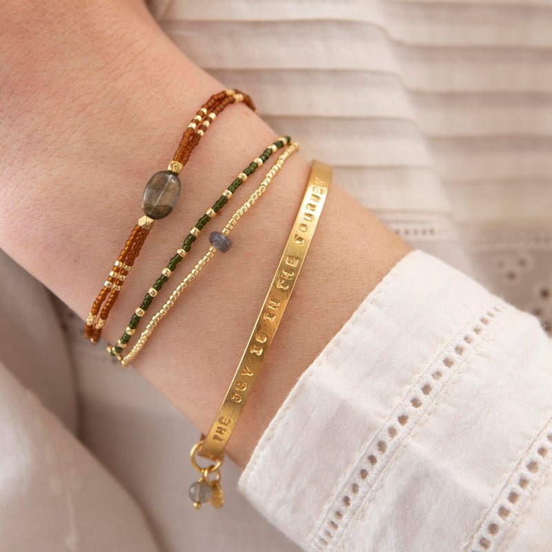 Pulsera Mica Labradorita Oro Mood