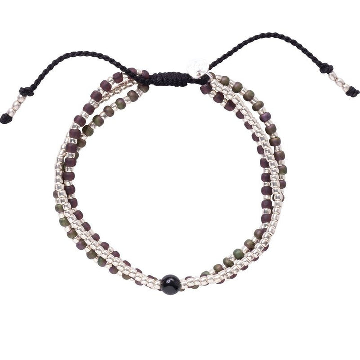Pulsera Loyal de color plata y ónix negro
