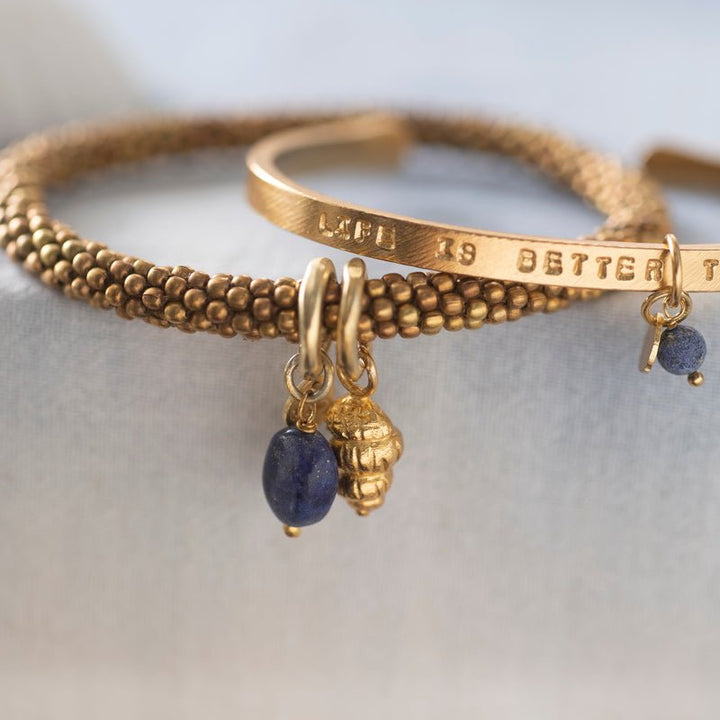 Bracciale Mood placcato in oro con lapislazzuli puri