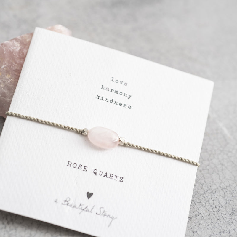 Gemstone Card Rose Quartz Silver Bracelet Mood 3