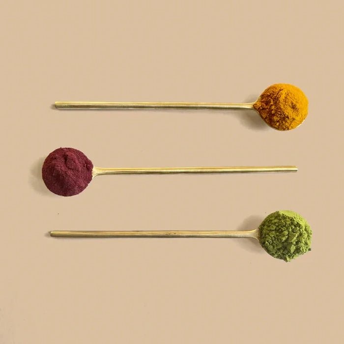 Cuchara de latón: hecha a mano, 100% latón macizo 3 cucharas