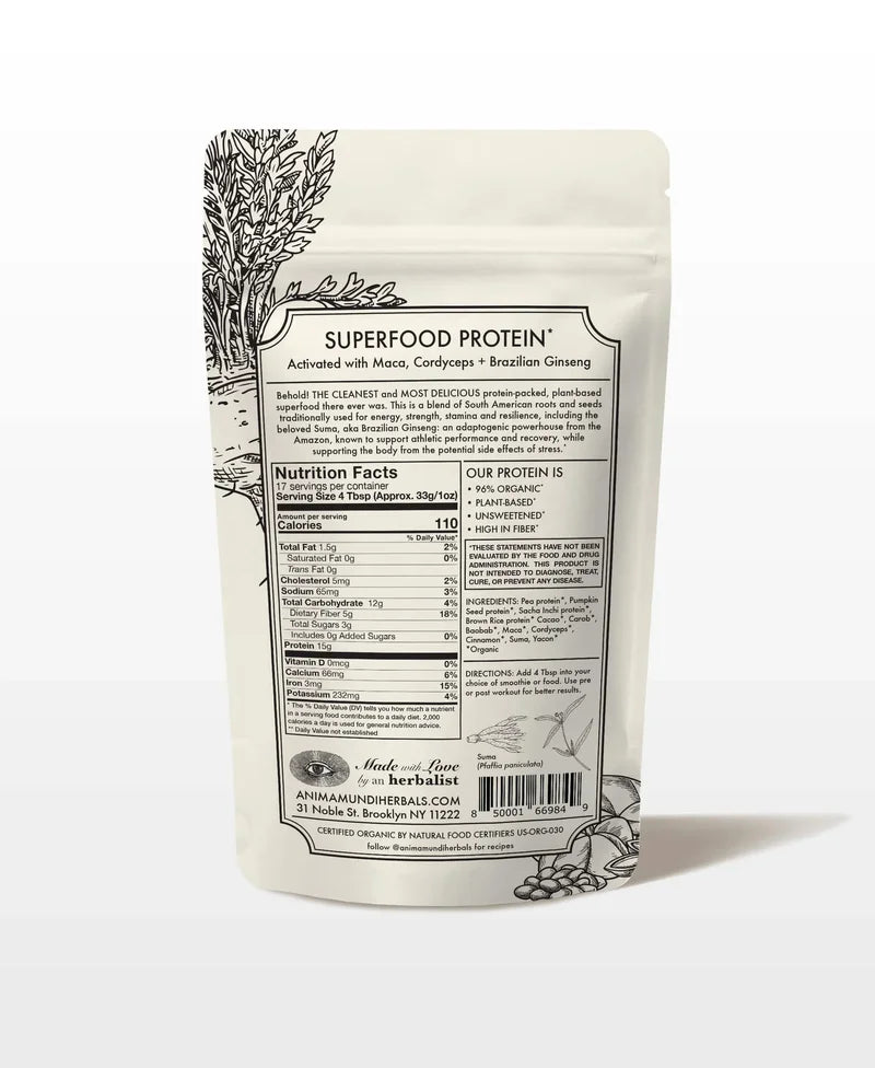 Anima Mundi Chocolate Protein | Superfood Powder - Rückseite