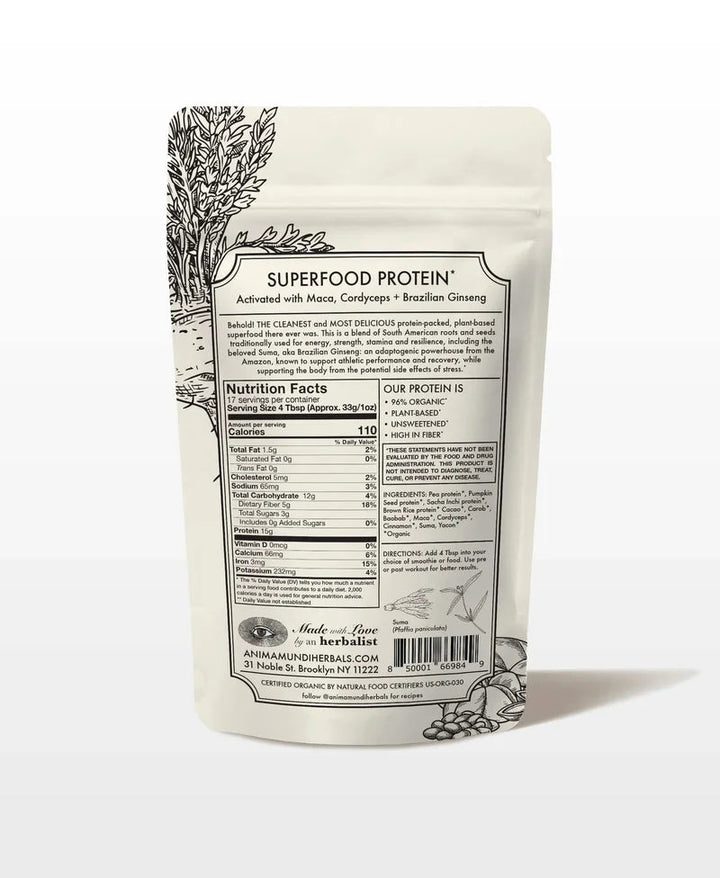 Anima Mundi Chocolate Protein | Superfood Powder - Rückseite