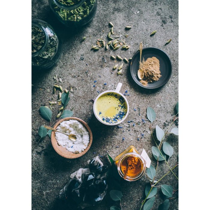 Golden Moon Milk: Blue Lotus Vanilla mood from top
