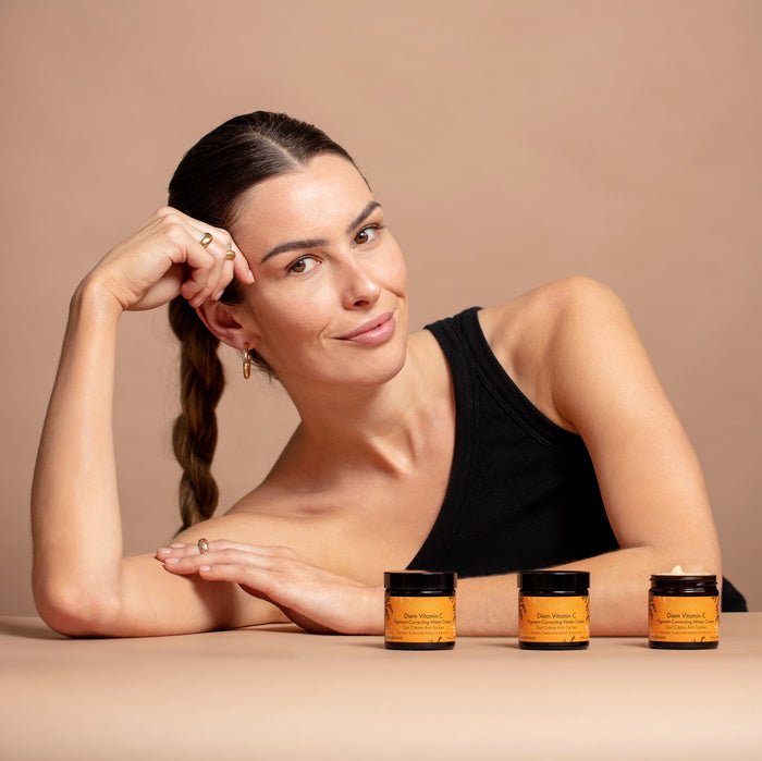Antipodes Diem Vitamin C Pigment-Correcting Water Cream Mood with Model