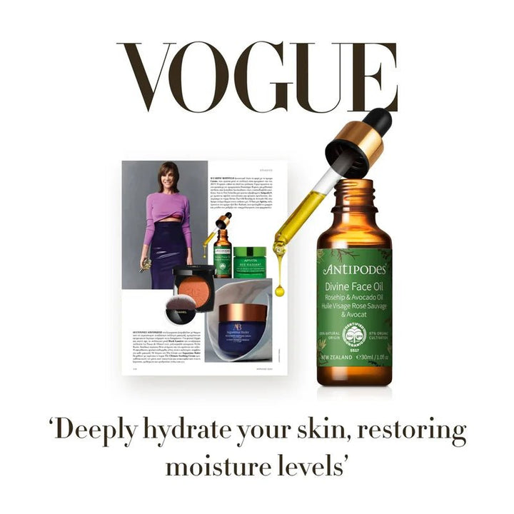 Divine Facial Oil Rosehip and Avocado in Vogue
