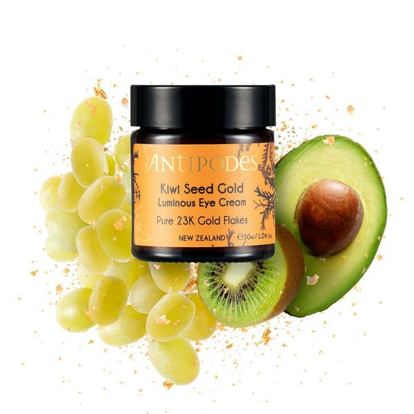 Anitpodes Kiwi Seed Gold Luminous Eye Cream - with ingredients