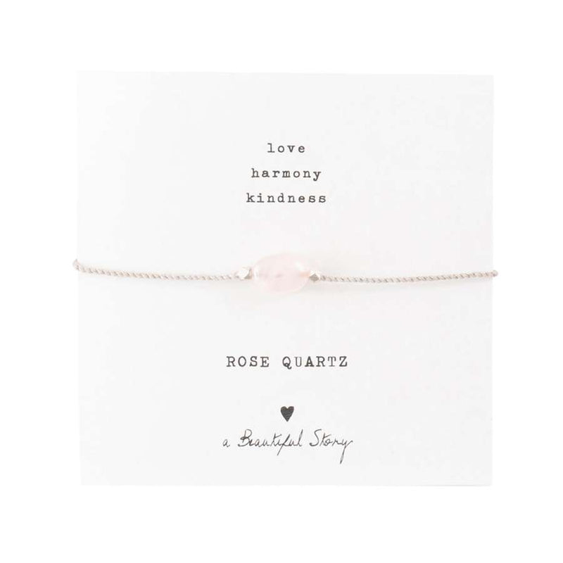 Bracelet en argent et quartz rose avec carte de pierres précieuses