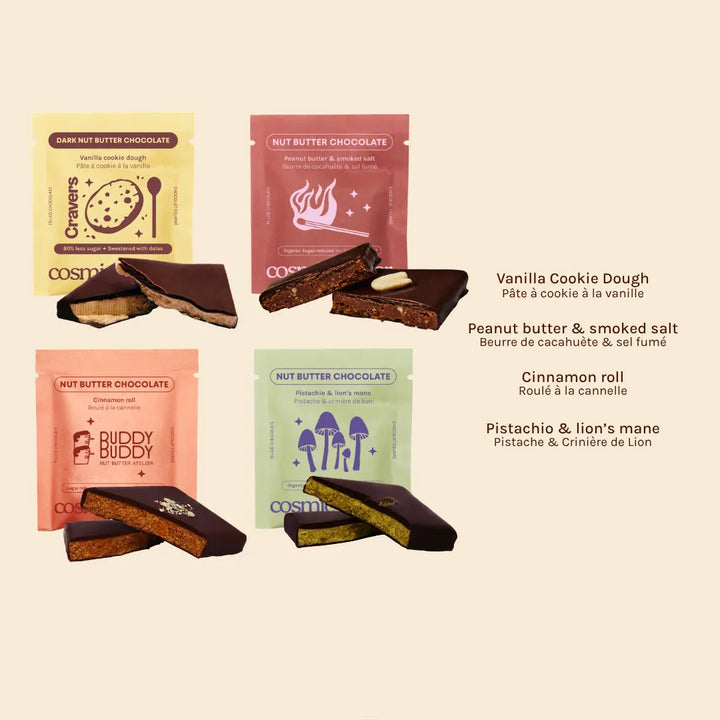 Cosmic Dealer Mixed Flavours Festive Box mit vier verschiedenen Chakra Chocolates - Sorten
