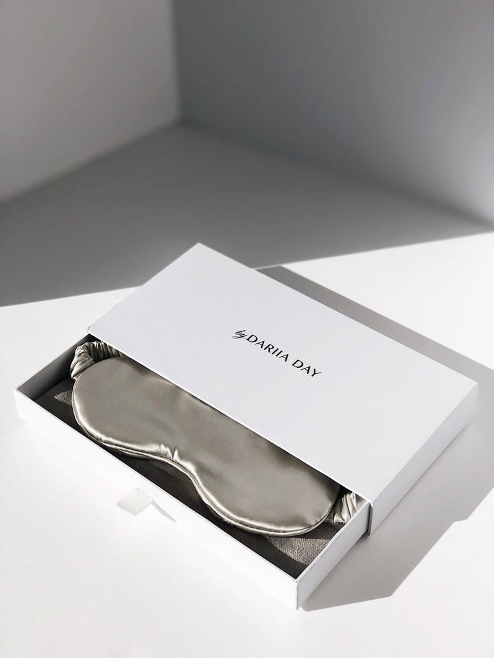 Silk Eye Mask Silver Gray in box