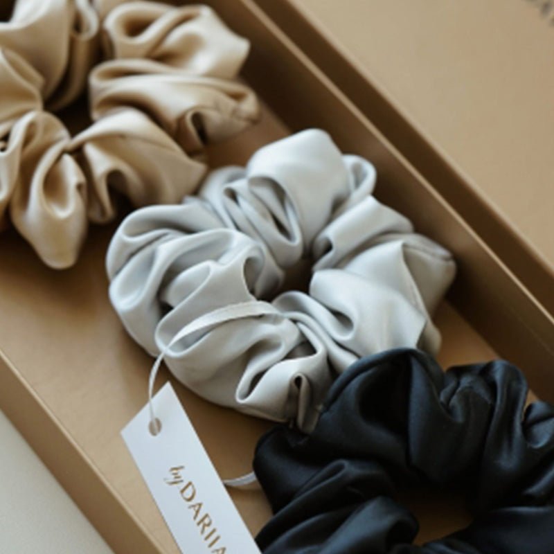 Silk Scrunchie Set - 3 x Größe M - Blanda Beauty