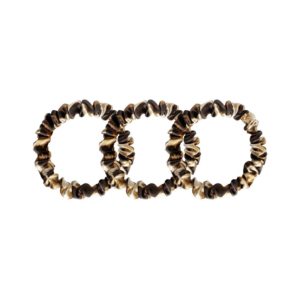 Silk Scrunchie Set - 3 x Leopard Größe XS - Blanda Beauty