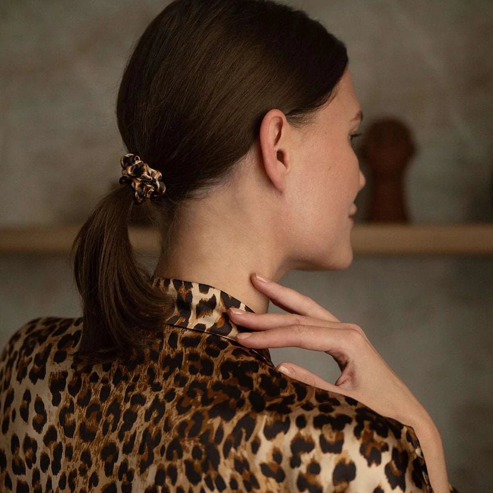 Silk Scrunchie Set - 3 x Leopard Größe XS - Blanda Beauty