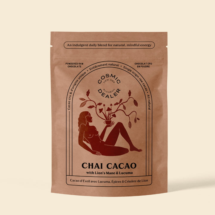 Cosmic Dealer Chai Cacao Day | Mindful Energy with background