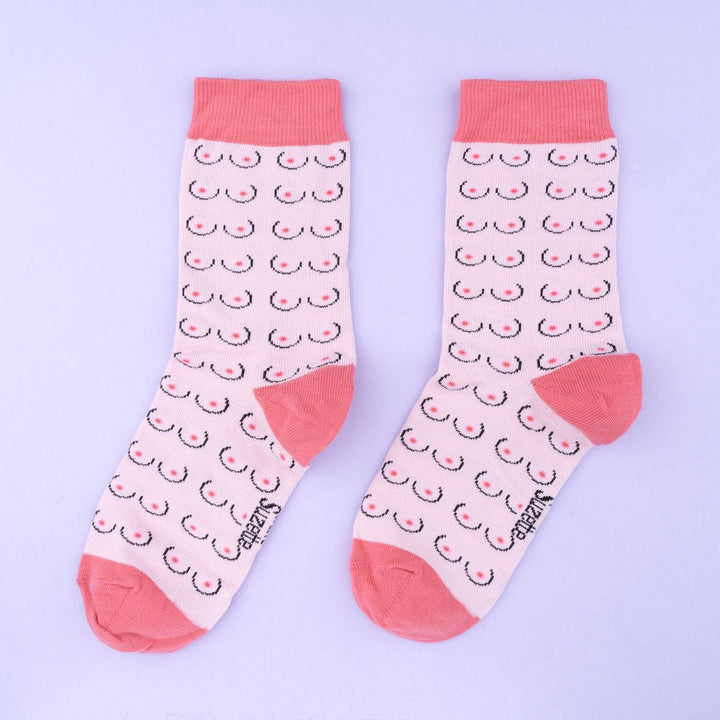 Coucou Suzette Boobs Socks White - product photo purple background