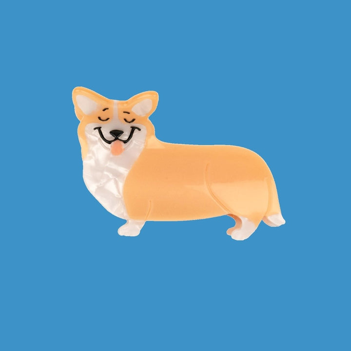 Coucou Suzette Corgi Hair Claw - Blue Background