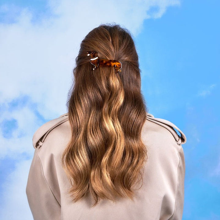 Dachshund French Berette hair clip - in hair