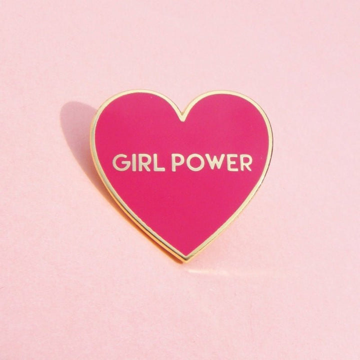 Coucou Suzette Girl Power Pin - product photo pink background